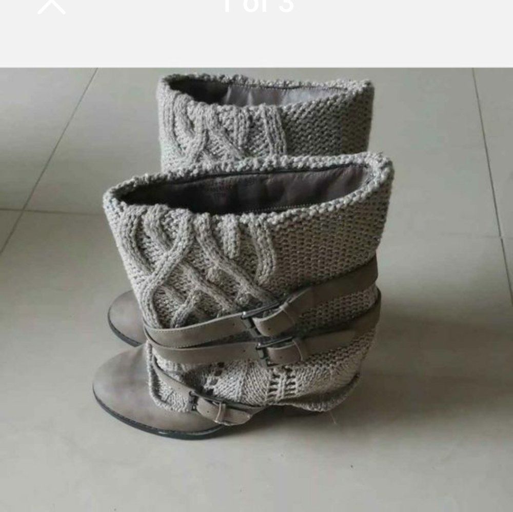 Naughty Monkey womens cable knit boots Size 11 brownish grey color
